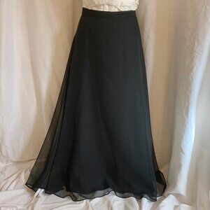 AfterDark black chiffon, floor-length A-line skirt, 20W